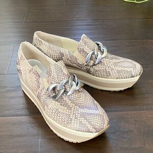 Dolce Vita Jhenee Snake Print Platform Sneakers with Silver Chain Details